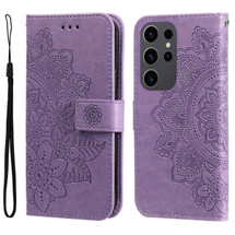 For Samsung Galaxy S24 Ultra Case - Embossed Mandala, Folio Wallet PU Leather Cover, Stand, Light Purple | iCoverLover Australia