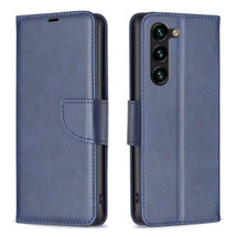 For Samsung Galaxy S24+ Plus Case - Lambskin Texture, Folio PU Leather Wallet Cover with Card Slots, Lanyard, Blue | iCoverLover Australia