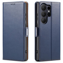 Samsung Galaxy S26 Ultra Blue Leather Flip Case