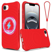 For iPhone 17e Compatible with MagSafe Case – Wave Texture, Soft Silicone Grip & Full Protection, Red | iCoverLover.com.au