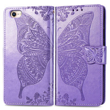 For iPhone 17e Folio PU Leather Case – Butterfly & Flower Embossed Design for Stylish Protection, Lavender | iCoverLover.com.au