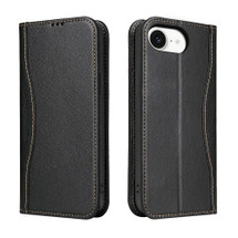 iPhone 17e Fierre Shann Cowhide Leather Wallet Case – Black | Luxury & Durable