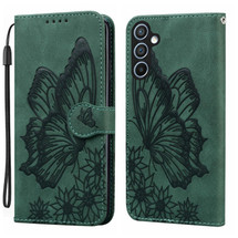 For Samsung Galaxy A57 5G Case | Retro Embossed Butterfly PU Leather Wallet Cover, Green | iCoverLover Australia