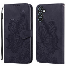 For Samsung Galaxy A37 5G Case | Retro Embossed Butterfly PU Leather Wallet Cover, Black | iCoverLover Australia
