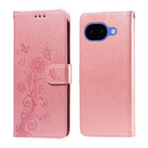 For Google Pixel 10a 5G Case | Embossed Butterfly PU Leather Wallet Cover, Rose Gold | iCoverLover Australia