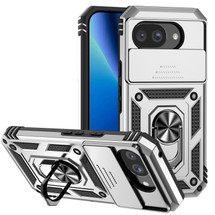 For Google Pixel 10a 5G Case | Sliding Camera Cover & Ring Kickstand, Silver | iCoverLover Australia