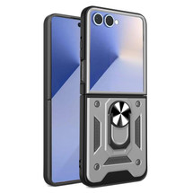 For Samsung Galaxy Z Flip8 Case - Magnetic Armor Ring Stand | Silver