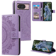 For Google Pixel 11 Artisan Wallet Case, Embossed Floral PU Leather with Secure Lanyard & Stand, Purple | iCoverLover.com.au