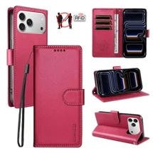 For iPhone 18 Pro Max Case | Pearlescent RFID Blocking Wallet Cover, Red