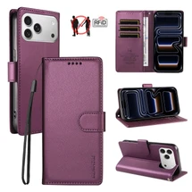 For iPhone 18 Pro Max Case | Pearlescent RFID Blocking Wallet Cover, Purple