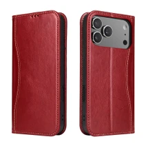iPhone 18 Pro Max Genuine Leather Wallet Case Red | Fierre Shann