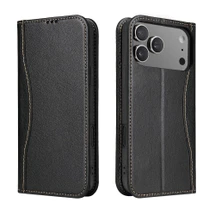 iPhone 18 Pro Max Genuine Leather Wallet Case Black | Fierre Shann