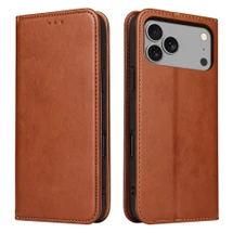 iPhone 18 Pro Max Leather Flip Wallet Case with Stand - Brown