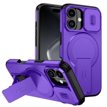 For iPhone 18 Case | MagSafe Compatible Sliding Camera Shield Kickstand Cover, Purple