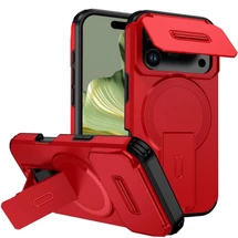For iPhone 18 Pro Case | MagSafe Compatible Sliding Camera Shield Kickstand Cover, Red