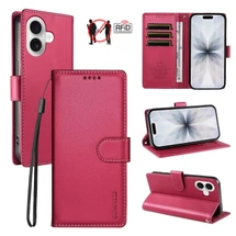 For iPhone 18 Case | Pearlescent RFID Blocking Wallet Cover, Red