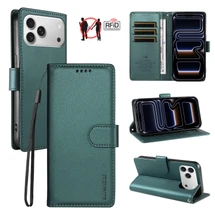 For iPhone 18 Pro Case | Pearlescent RFID Blocking Wallet Cover, Green