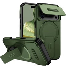 For iPhone 18 Pro Max Case | MagSafe Compatible Sliding Camera Shield Kickstand Cover, Green