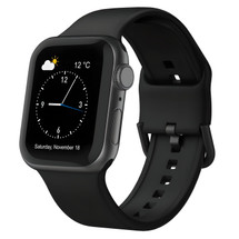 Black Silicone Strap for Apple Watch Series 12 42-mm | iCoverLover