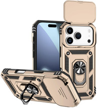 For iPhone 18 Pro Case - Camera Shield Ring Stand - Gold