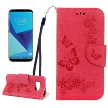 Red Butterflies Embossed Leather Wallet Samsung Galaxy S8 Case | Leather Samsung Galaxy S8 Cases | Fashion Samsung Galaxy S8 Covers | iCoverLover