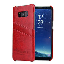 Samsung Galaxy S8 Case Red Deluxe PU Leather Back Shell with 2 Card Slots, Slim and Lightweight Build & Shockproof | Leather Samsung Galaxy S8 Covers | Leather Samsung Galaxy S8 Cases | iCoverLover