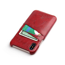 iPhone XS & X Case Red Deluxe PU Leather and Hard Plastic Back Cover with 2 Card Slots, and Slim and Lightweight Build | Leather iPhone XS & X Covers | Leather iPhone XS & X Cases | iCoverLover