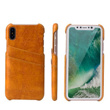 iPhone XS & X Case Yellow Deluxe PU Leather and Hard Plastic Back Cover with 2 Card Slots, and Slim and Lightweight Build | Leather iPhone XS & X Covers | Leather iPhone XS & X Cases | iCoverLover