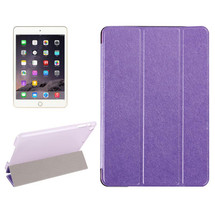 Purple Silk Textured 3-fold Leather Folio iPad Mini 4 Case | Leather Apple iPad Mini Covers | Leather iPad Mini Cases | iCoverLover