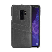 Samsung Galaxy S9 PLUS Case Grey Deluxe PU Leather Back Shell with 2 Exterior Card Slots, Slim Build & Shockproof | Leather Samsung Galaxy S9 Plus Covers | Leather Samsung Galaxy S9 Plus Cases | iCoverLover