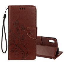 iPhone XS Max Brown Embossed Butterfly Pattern Horizontal Flip Leather Cover with Card Slots and Lanyard | Protective Apple iPhone XS Max Covers | Protective Apple iPhone XS Max Cases | iCoverLover