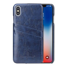 iPhone XS MAX Case Blue Deluxe PU Leather Back Shell with 2 Card Slots, Ultra Slim Build & Impact-Resistant | Leather iPhone XS MAX Covers | Leather iPhone XS MAX Cases | iCoverLover