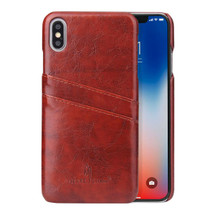 iPhone XS MAX Case Brown Deluxe PU Leather Back Shell with 2 Card Slots, Ultra Slim Build & Impact-Resistant | Leather iPhone XS MAX Covers | Leather iPhone XS MAX Cases | iCoverLover