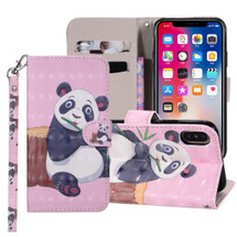 iPhone XR Case Panda Patterned Colored Drawing Horizontal Flip Leather Cover with Card Slots, Kickstand and Lanyard | Leather Apple iPhone XR Covers | Leather Apple iPhone XR Cases | iCoverLover