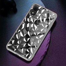iPhone XR Case Silver Diamond Textured Electroplating TPU Back Shell Cover | Protective Apple iPhone XR Covers | Protective Apple iPhone XR Cases | iCoverLover