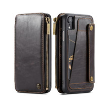 iPhone XR Case Coffee Detachable Multifunctional Folio Leather Cover with Card Slots and Zippered Wallet | Leather Apple iPhone XR Covers | Leather Apple iPhone XR Cases | iCoverLover