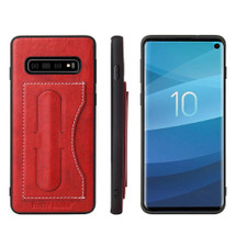 Samsung Galaxy S10 PLUS Case Red Fierre Shann Luxury PU Leather Back Case with Built-in Kickstand and 1 Exterior Card Slot | Leather Samsung Galaxy S10 PLUS Cases | Leather Samsung Galaxy S10 PLUS Covers | iCoverLover