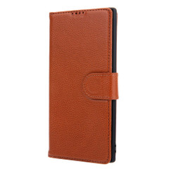 Samsung Galaxy Note 10 Plus Case Brown Fashion Cowhide Genuine Leather Flip Cover with 2 Card Slots, 1 Cash Slot & Shockproof | Genuine Leather Samsung Galaxy Note 10 Plus Covers Cases | Genuine Leather Samsung Galaxy Note 10 Plus Covers