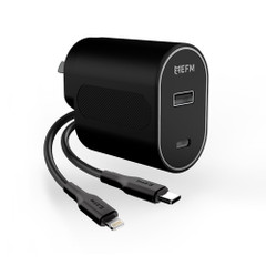 EFM 60W Dual Port Wall Charger With Type C to Lightning Cable 1M, Black | iCoverLover.com.au