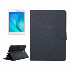 Black Flowers and Butterfly Pressed Leather Wallet Samsung Galaxy Tab A Case | Leather Samsung Galaxy Tab A 8.0 Cases | Leather Samsung Galaxy Tab A 8.0 Covers | iCoverLover