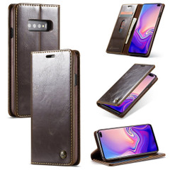 Samsung Galaxy S10 Case Brown PC + PU Leather Business Style Wild Horse Texture Wallet Cover | Leather Samsung Galaxy S10 Covers | Leather Samsung Galaxy S10 Cases | iCoverLover