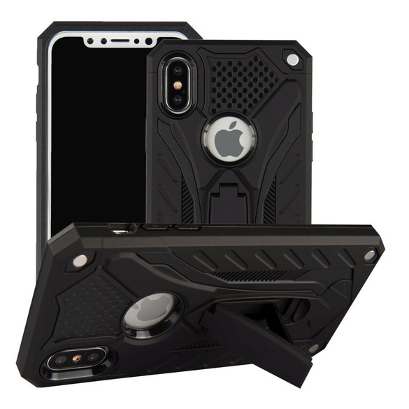 iPhone XS & X Case, Armour Strong Shockproof Cover with Kickstand, Black | Armor iPhone XS & X Cases | Armor iPhone XS & X Covers | iCoverLover