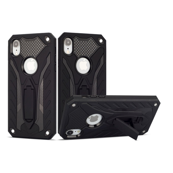 iPhone XR Case, Armour Strong Shockproof Cover with Kickstand, Black | Armor iPhone XR Cases | Armor iPhone XR Covers | iCoverLover