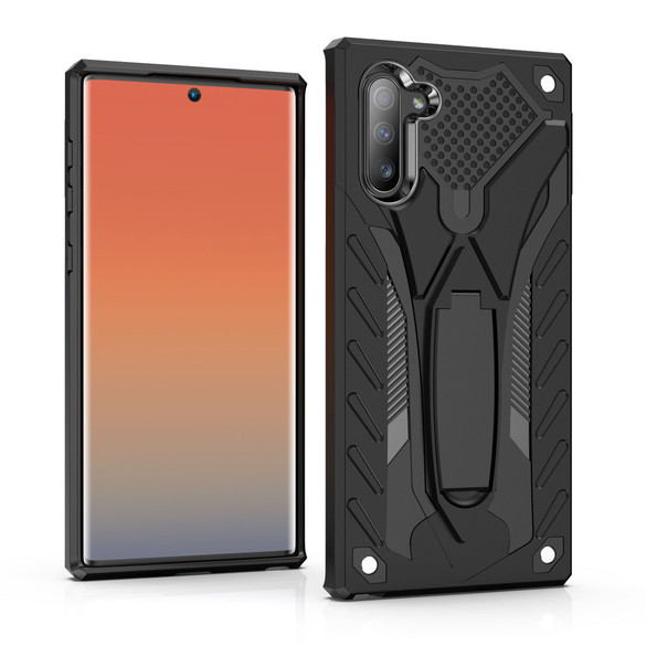 Samsung Galaxy Note 10 Case Black PC+TPU Plastic Armour Protective Cover with Impact Protection, Scratch Resistant, Stand