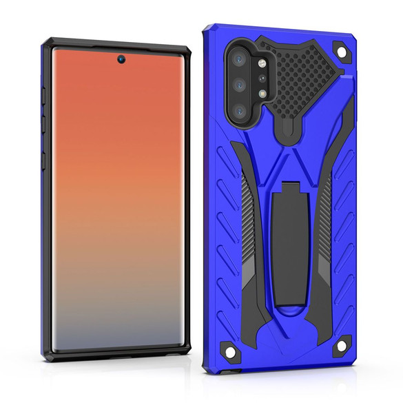 Samsung Galaxy Note 10+ Plus Case Blue Armour PC+TPU Plastic Tough Protective Back Shell with Kickstand, Impact Protection