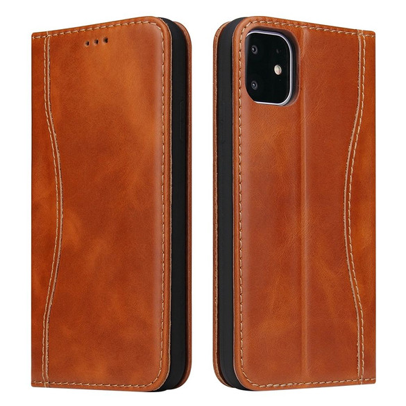 For iPhone 11 Case Fierre Shann Genuine Cowhide Leather Cover With 2 Card Slots, Cash Pocket & Kickstand | iCoverLover.com.au