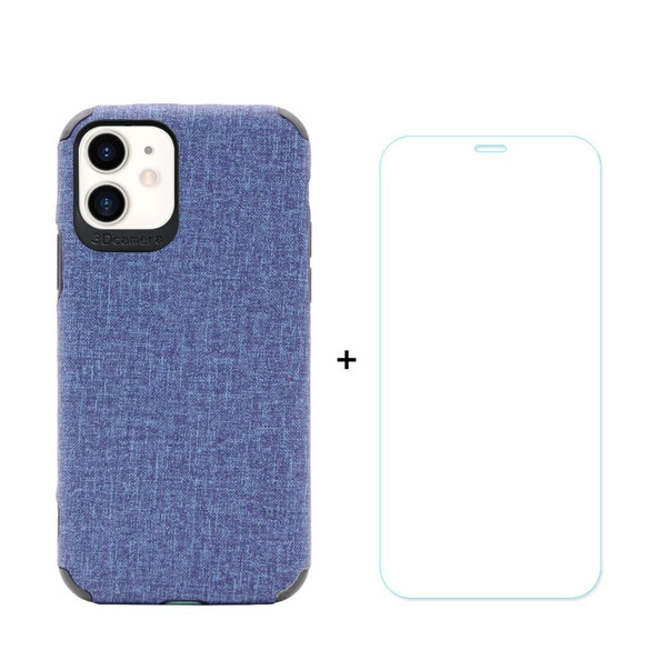 iPhone 11, 11 Pro & 11 Pro Max Case Denim Texture Blue Cover & Tempered Glass Screen Protector | iCoverLover Australia