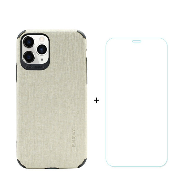 iPhone 11, 11 Pro & 11 Pro Max Case Denim Texture Beige Cover & Tempered Glass Screen Protector | iCoverLover Australia