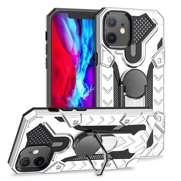 For iPhone 12 Pro Max/12 Pro/12 mini/12 Case, Tough Armour Protective Cover with Magnetic Ring Holder, Silver | iCoverLover.com.au