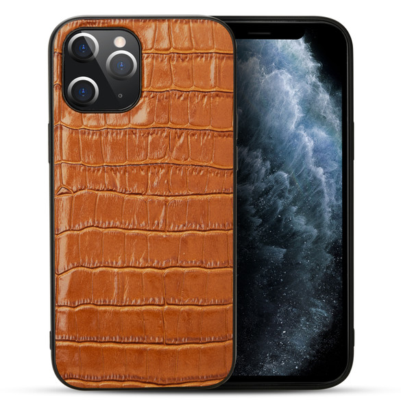 iPhone 12 Pro Max/12 Pro/12 mini Case, Genuine Leather Crocodile Texture Cover, Brown | iCoverLover Australia